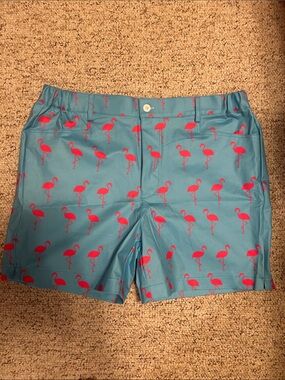 Blue Flamingo Print Women's Shorts